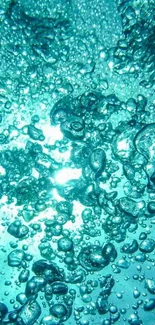 Aqua bubbles mobile wallpaper in cyan hues