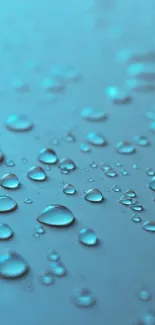 Aqua droplets on a smooth surface, creating a calming mobile wallpaper.