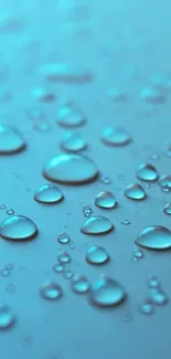 Aqua droplets on a blue surface, creating a serene and calming mobile wallpaper.