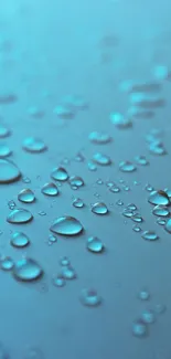 Aqua droplets on a blue surface mobile wallpaper.