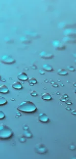 Aqua droplets on a smooth surface, creating a calming mobile wallpaper.