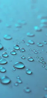 Elegant aqua droplets on a smooth surface, creating a calming wallpaper pattern.