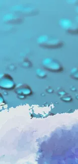 Aqua-themed wallpaper with abstract water droplets on turquoise backdrop