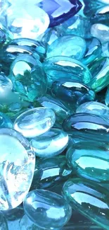 Aqua gemstones create a calming phone wallpaper background.