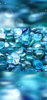 Aqua gemstone wallpaper with shimmering blue tones