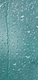 Aqua glass with rain droplets wallpaper.