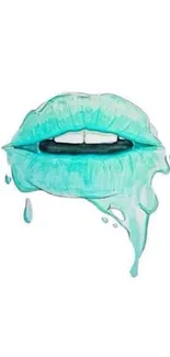 Artistic illustration of dripping aqua lips on a white background.