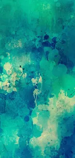 Aqua splash abstract mobile wallpaper with vibrant blues and greens.