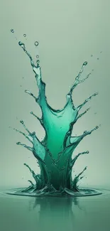 Aqua splash creating artistic effect in teal background mobile wallpaper.