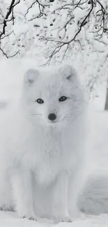 Arctic fox in snowy winter landscape, perfect mobile wallpaper.