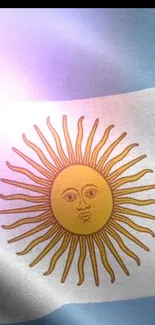 Argentina flag mobile wallpaper with a vibrant sun emblem.