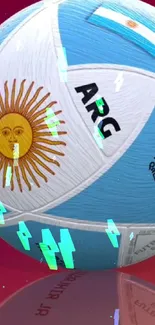 Argentina themed soccer ball wallpaper with vibrant blue tones.