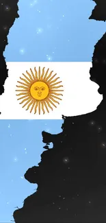 Argentina map with national flag in blue and white colors.