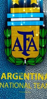 Argentina National Team logo wallpaper with AFA emblem in blue and gold.