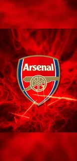 Arsenal football club emblem on red background.