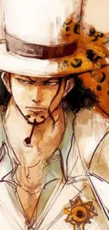 Anime cowboy illustration with artful design and stylish elements.