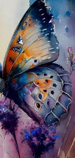 Watercolor butterfly art mobile wallpaper in vibrant shades.