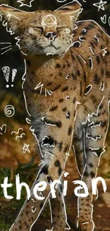 Cheetah with doodles mobile wallpaper art