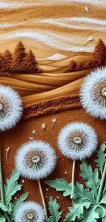 Dandelion themed artistic landscape wallpaper.