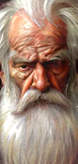 Intricate artistic portrait of an elderly man with white hair and a contemplative look.