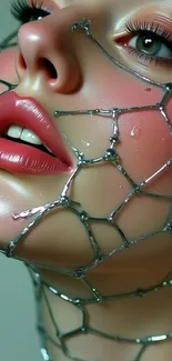 Close-up face with metallic design