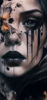 Artistic floral design on woman's face