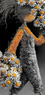 Artistic floral silhouette with vibrant flowers.