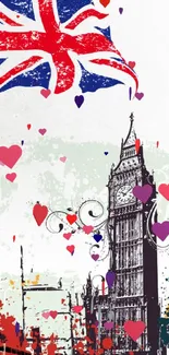 Artistic London wallpaper with Big Ben and Union Jack.