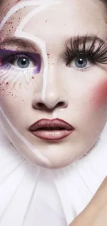 Close-up of artistic makeup with optical illusion effect.