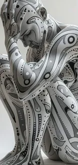 Cyber-inspired body art with intricate patterns.