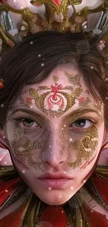 Intricate nature-inspired face design wallpaper.