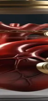 Artistic red heart with abstract design elements.