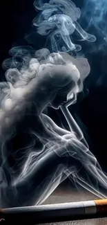 Smoke shaped human figure with cigarette