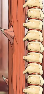 Detailed cartoon illustration of a human spine.