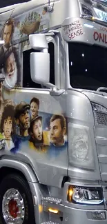 Artistic truck design with vivid illustrations.