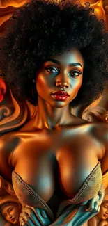 Artistic depiction of a woman surrounded by rose patterns.