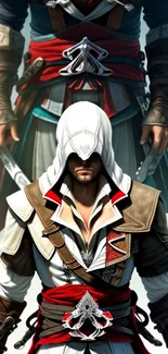 Hooded figure from Assassin's Creed in dynamic, detailed costume design.