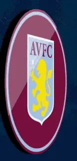 Aston Villa emblem wallpaper with lion crest on a deep blue background.