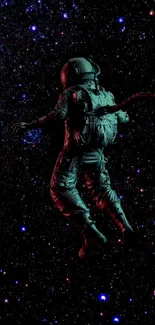 Astronaut floating in a starry space wallpaper.