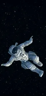 Astronaut floating in the vastness of space with stars.