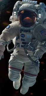 Astronaut in space floating with stars.