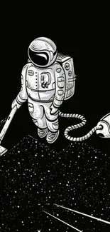 Creative astronaut vacuuming stars mobile wallpaper.