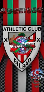 Athletic Club Bilbao wallpaper with emblem and stripes.