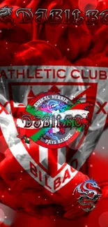 Athletic Club Bilbao emblem on vivid red background wallpaper.