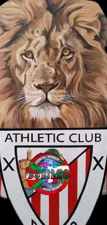 Lion emblem of the Athletic Club on a stylish mobile wallpaper.