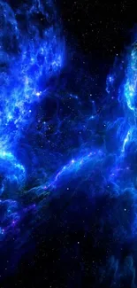 Blue galaxy wallpaper with a vibrant and cosmic space theme.