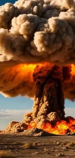 Mobile wallpaper showing a powerful atomic explosion.