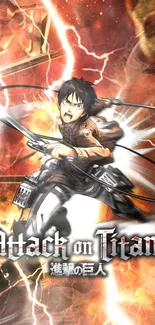 Attack on Titan wallpaper featuring intense action and characters.