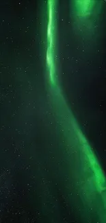 Mobile wallpaper of the aurora borealis glowing against a star-studded night sky.