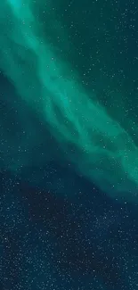 Aurora borealis and starry sky mobile wallpaper.